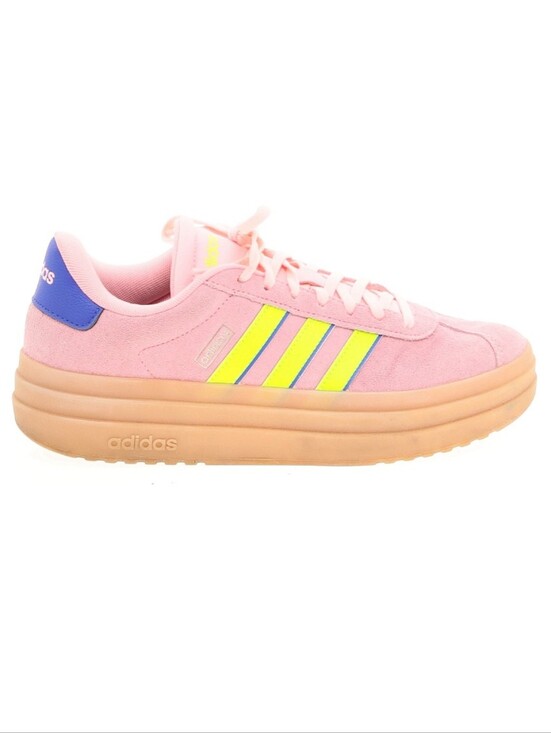 adidas Shoes - Adidas Pink Suede Platform Sneakers with Neon Stripes